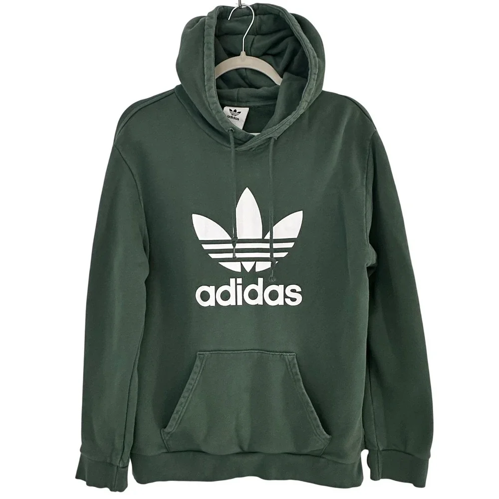 Adidas‎ Originals Trefoil Hoodie Men's Medium Green White Sweatshirt Heavyweight